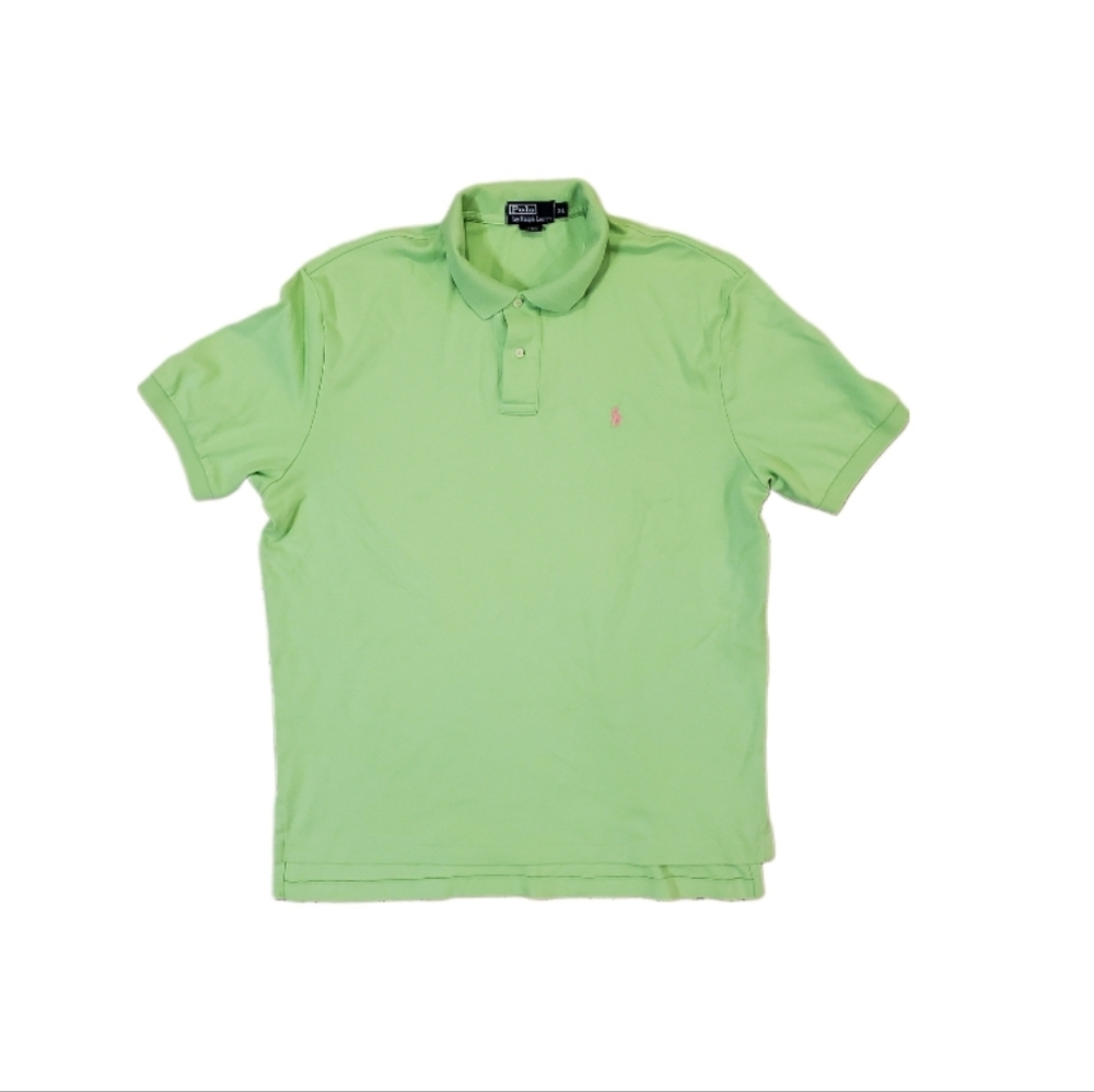 Ralph Lauren Polo Men's Lime Green Short Sleeve Collared‎ Soft Knit Shirt XL